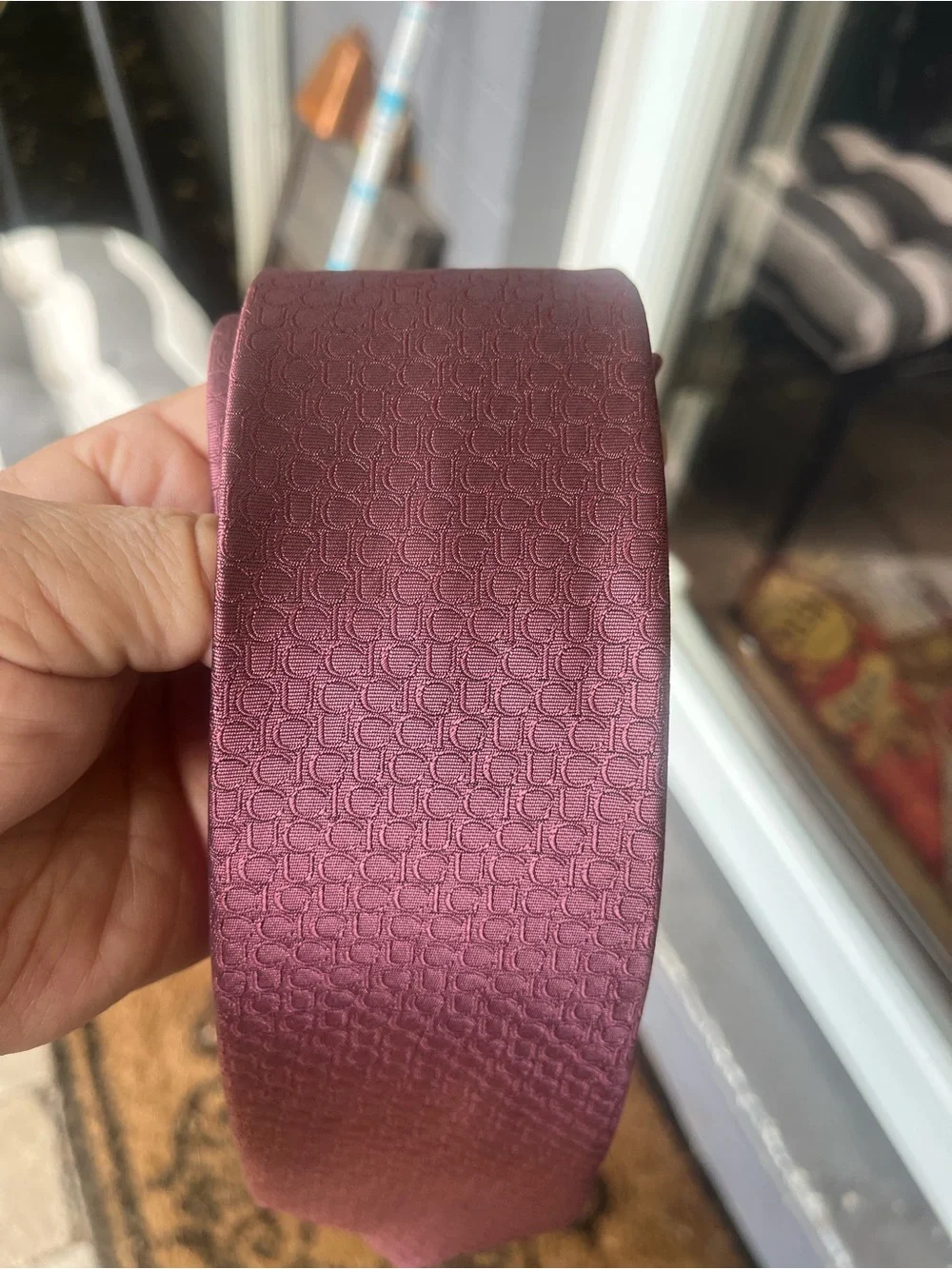 Gucci style Rose-Pink-plum tie  with Subtle Jacquard